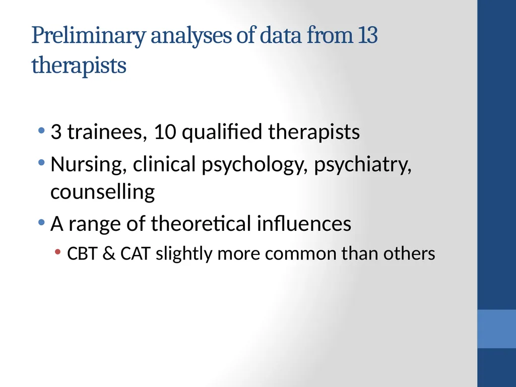 Therapists’ perspectives on using case formulation - slide 8 of 16