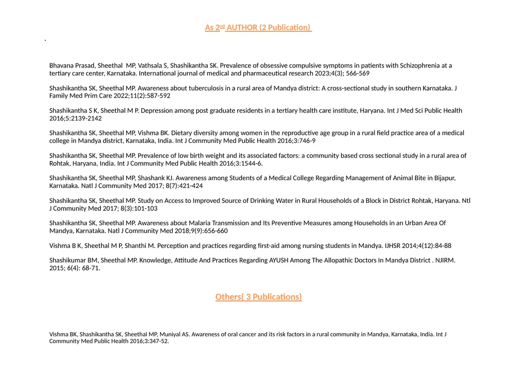 Dr. Sheethal M P MBBS, MD (Community Medicine) - slide 6 of 7