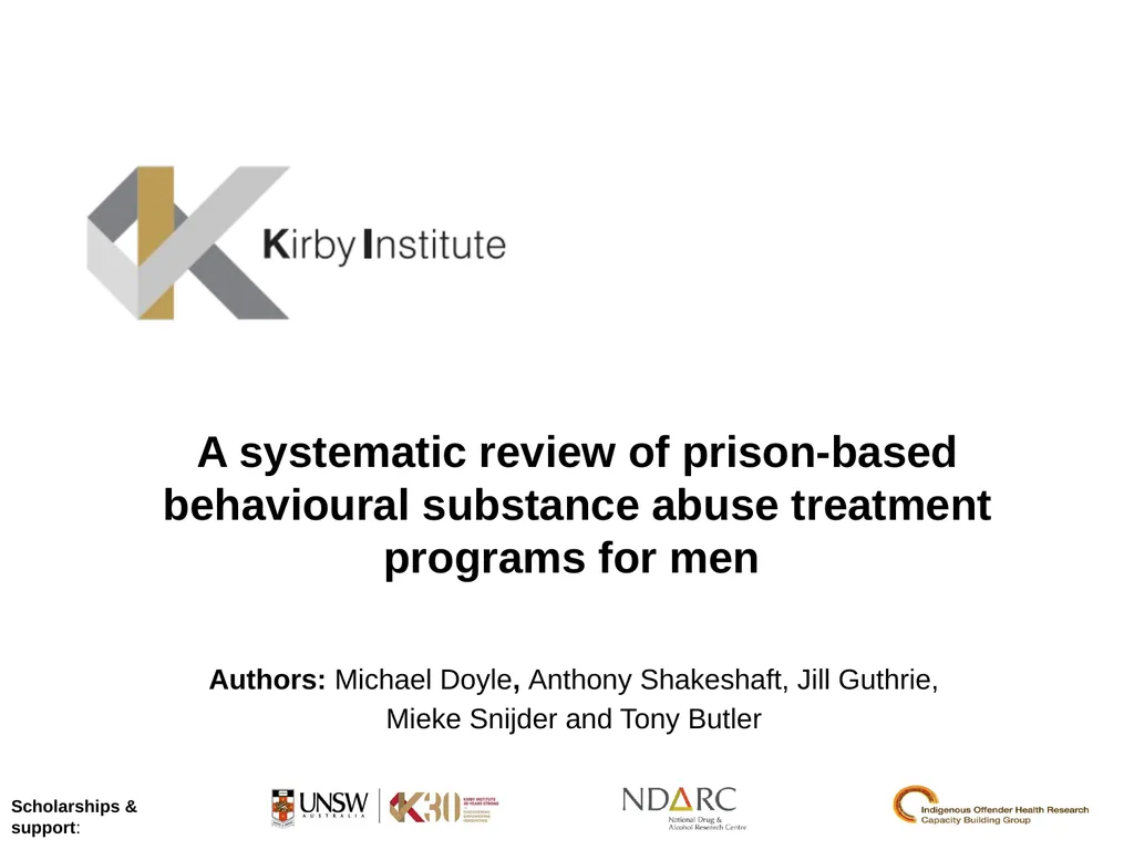 A systematic review of prison-based behavioural - slide 1 of 20