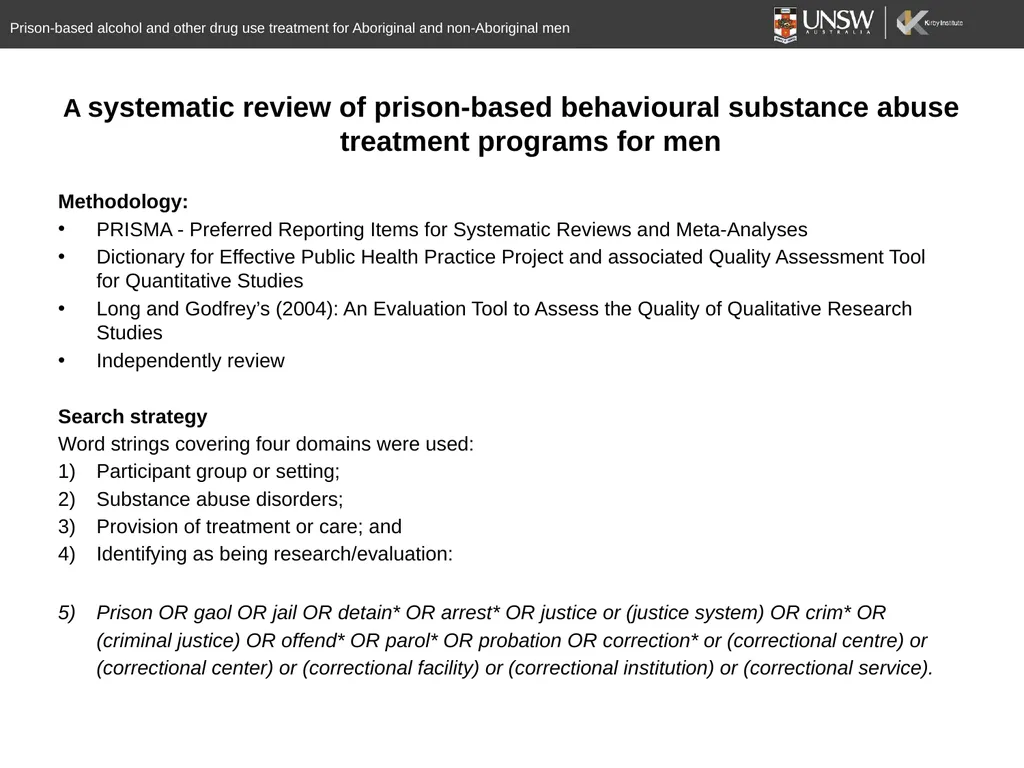 A systematic review of prison-based behavioural - slide 5 of 20