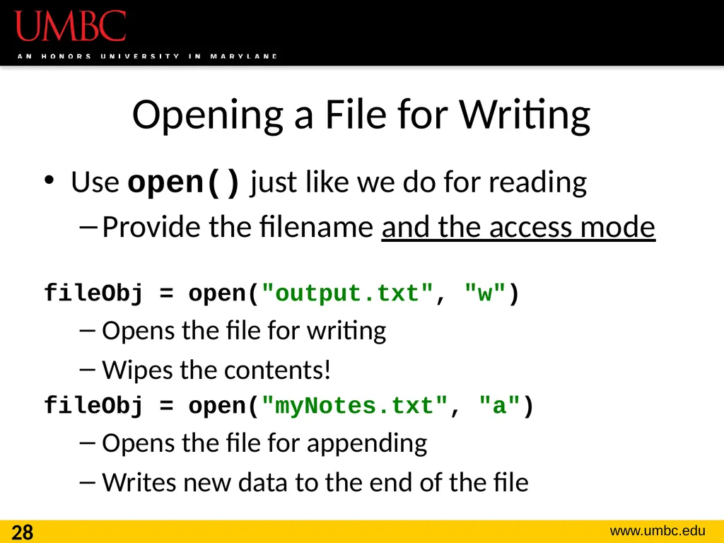 CMSC201 Computer Science I for Majors Lecture 16 – - slide 28 of 39