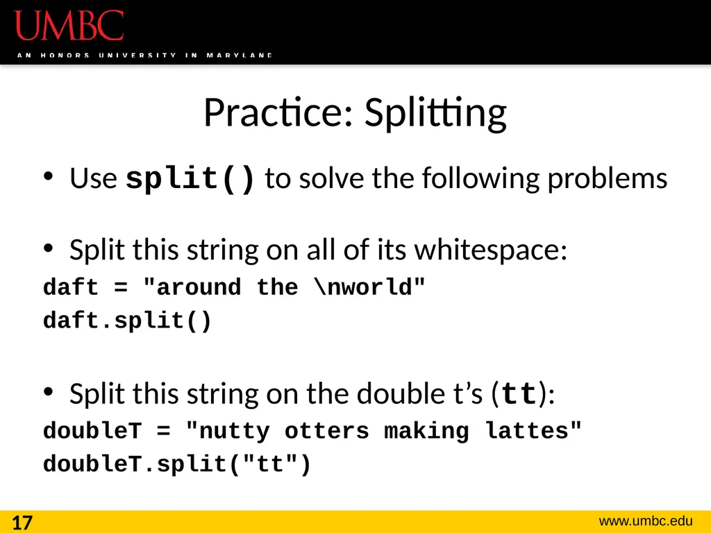 CMSC201 Computer Science I for Majors Lecture 16 – - slide 17 of 39