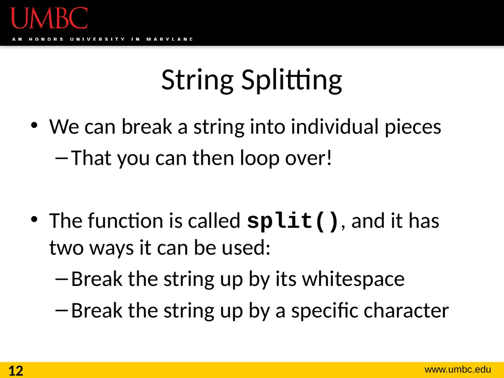 CMSC201 Computer Science I for Majors Lecture 16 – - slide 12 of 39
