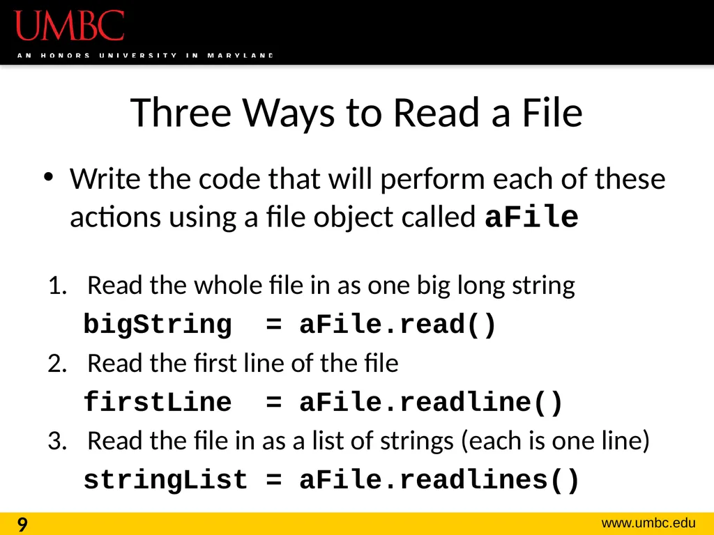 CMSC201 Computer Science I for Majors Lecture 16 – - slide 9 of 39