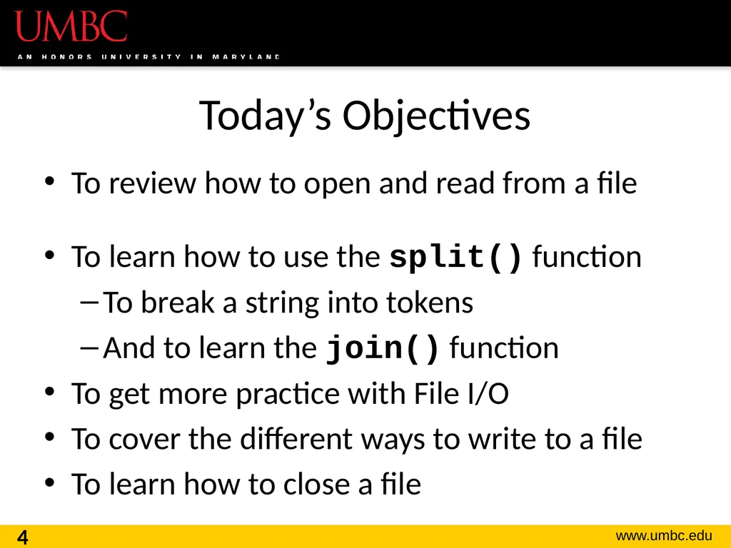 CMSC201 Computer Science I for Majors Lecture 16 – - slide 4 of 39