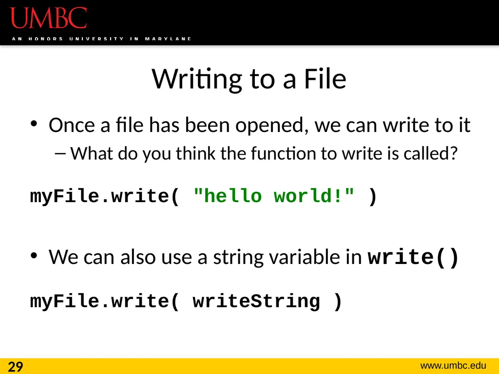 CMSC201 Computer Science I for Majors Lecture 16 – - slide 29 of 39