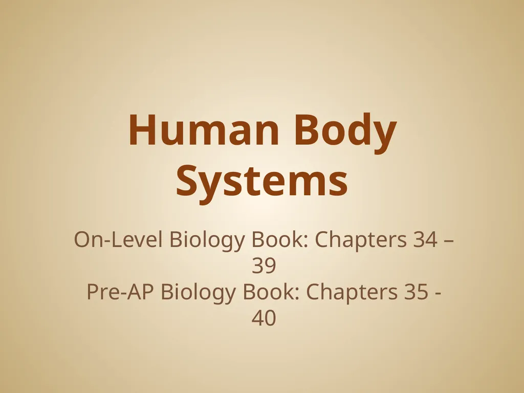 Human Body Systems On-Level Biology Book: Chapters - slide 1 of 53