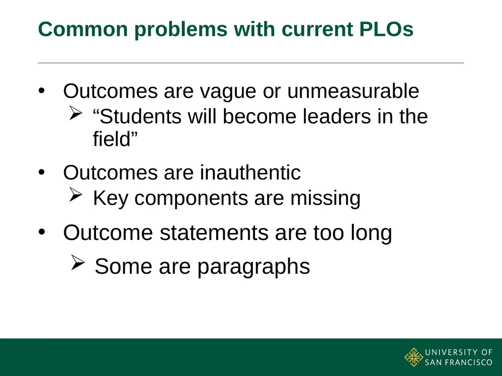 Writing Effective Program Learning Outcomes - slide 10 of 19
