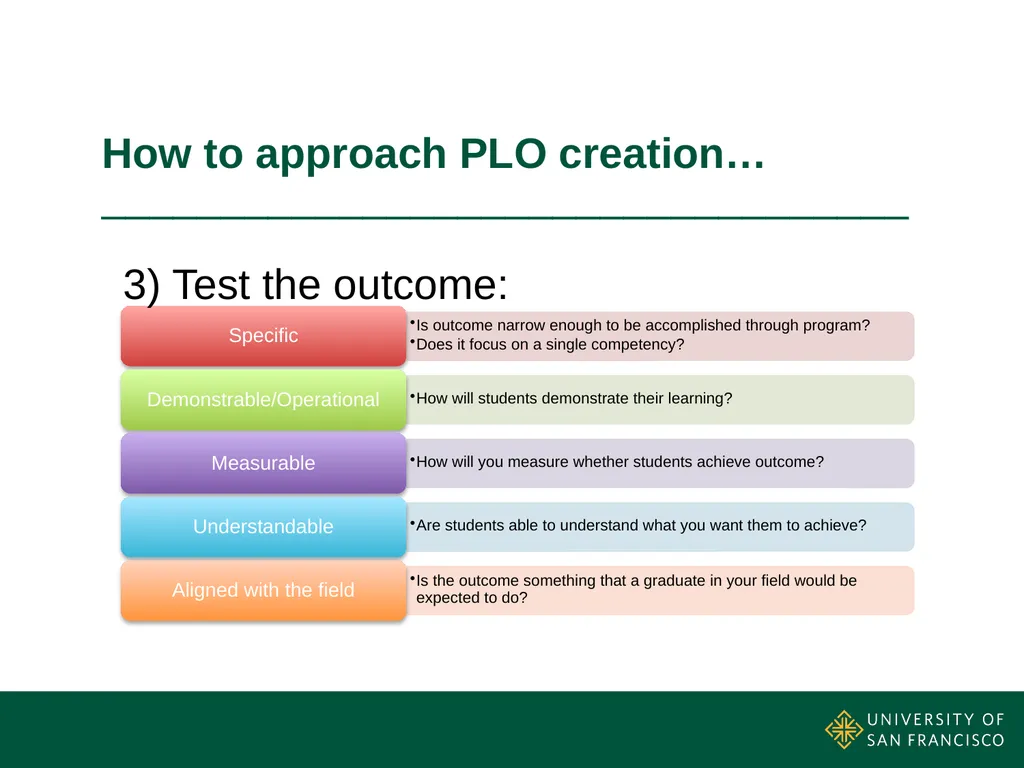 Writing Effective Program Learning Outcomes - slide 13 of 19
