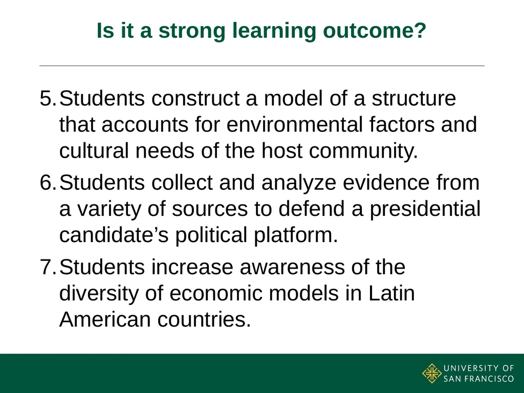 Writing Effective Program Learning Outcomes - slide 16 of 19