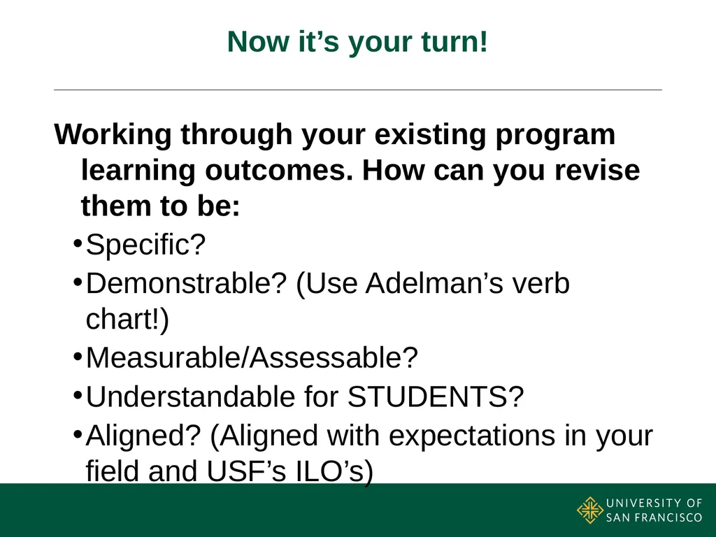 Writing Effective Program Learning Outcomes - slide 17 of 19