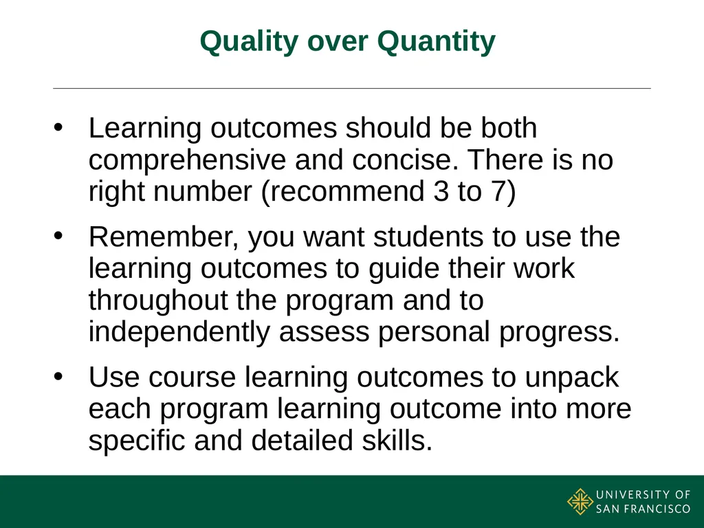 Writing Effective Program Learning Outcomes - slide 9 of 19