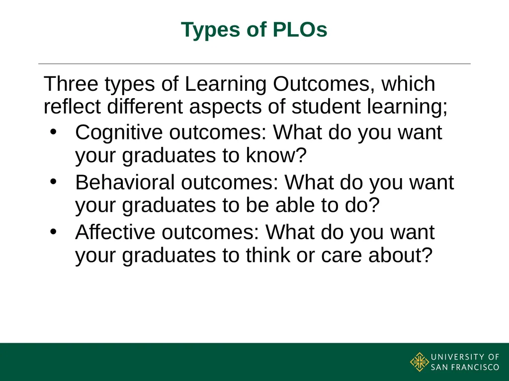 Writing Effective Program Learning Outcomes - slide 8 of 19