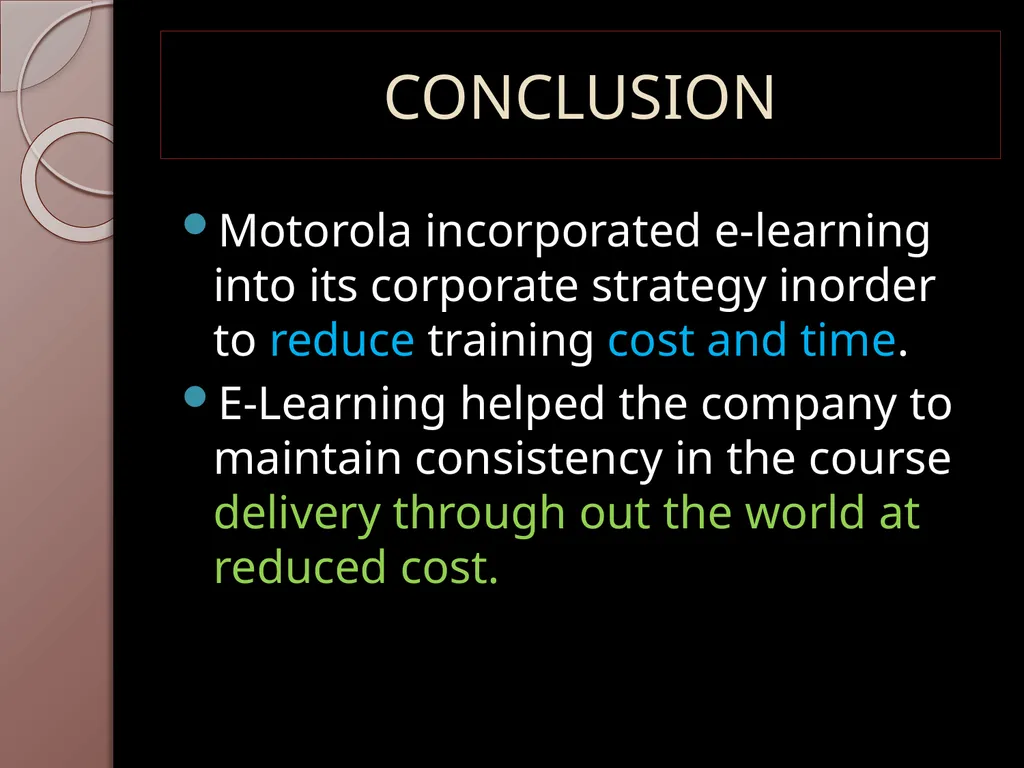 E-LEARNING INITIATIVES AT MOTOROLA PRESENTED BY: - slide 17 of 18