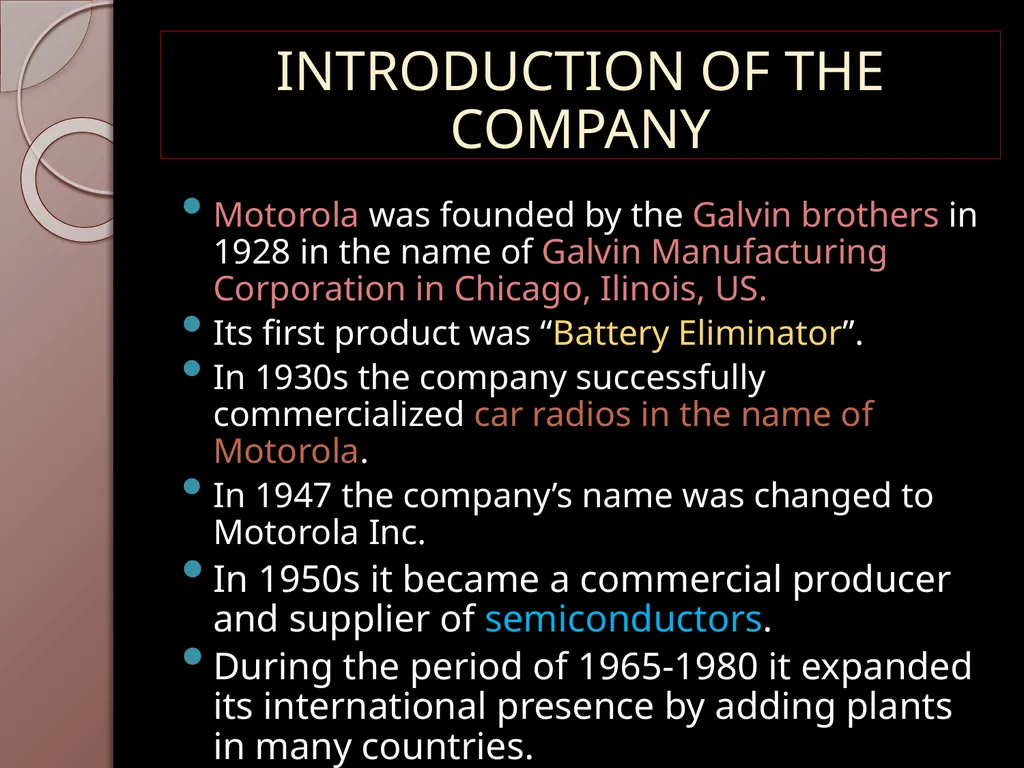 E-LEARNING INITIATIVES AT MOTOROLA PRESENTED BY: - slide 2 of 18