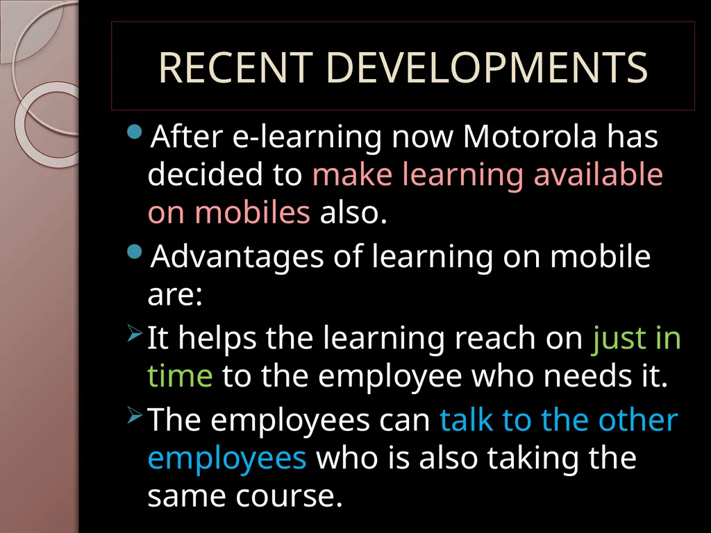 E-LEARNING INITIATIVES AT MOTOROLA PRESENTED BY: - slide 16 of 18