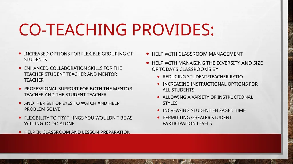 Co-teaching in student teaching A winning - slide 9 of 21
