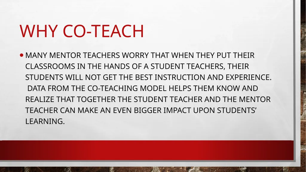 Co-teaching in student teaching A winning - slide 8 of 21