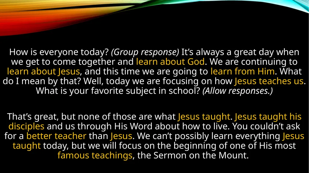 How is everyone today? (Group response) It’s - slide 1 of 14