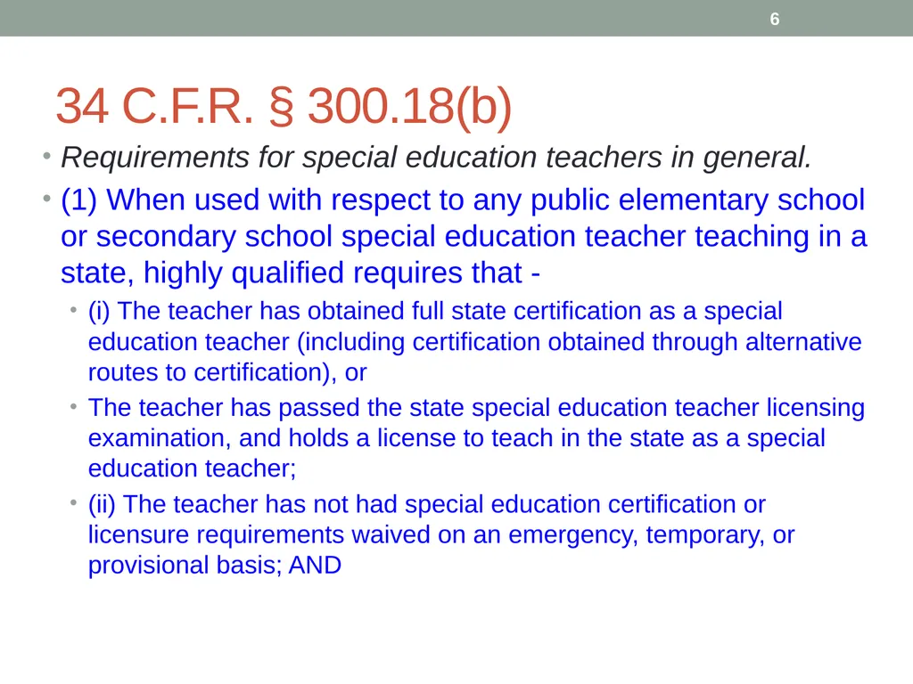 Highly qualified requirements Wyoming Department - slide 6 of 39