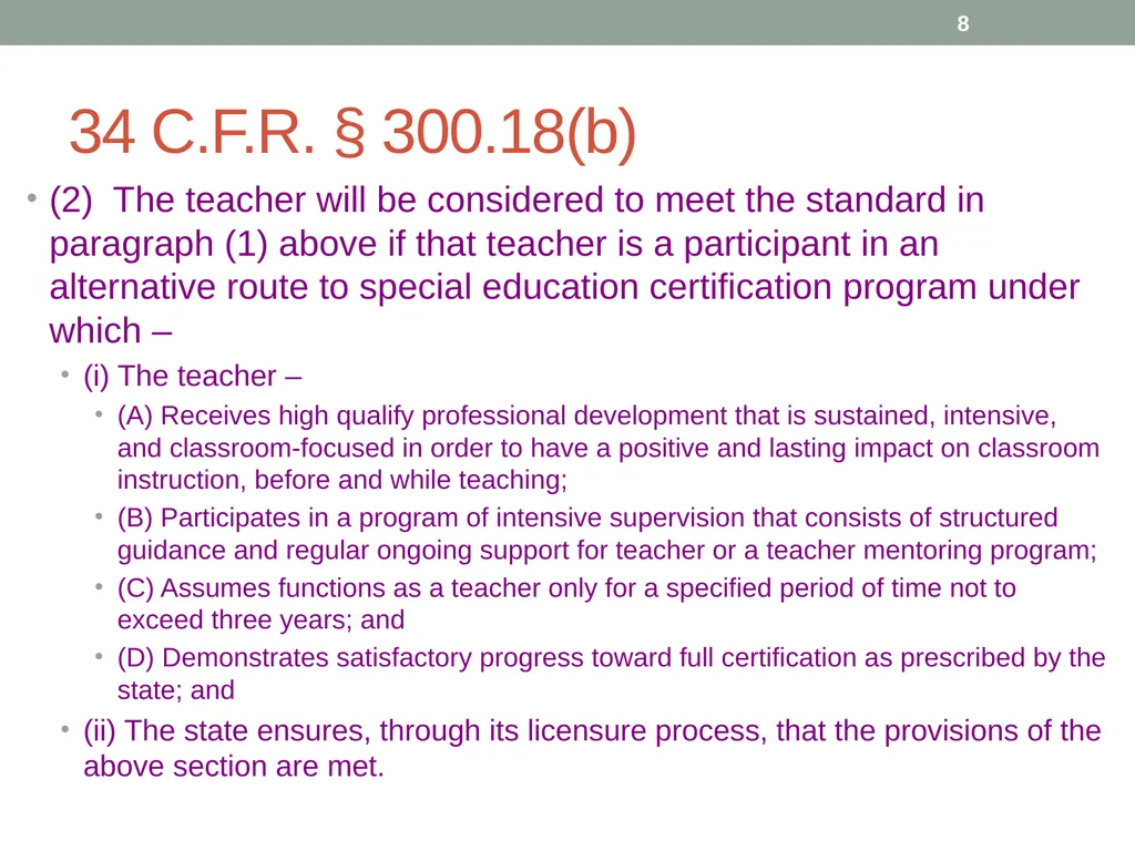 Highly qualified requirements Wyoming Department - slide 8 of 39