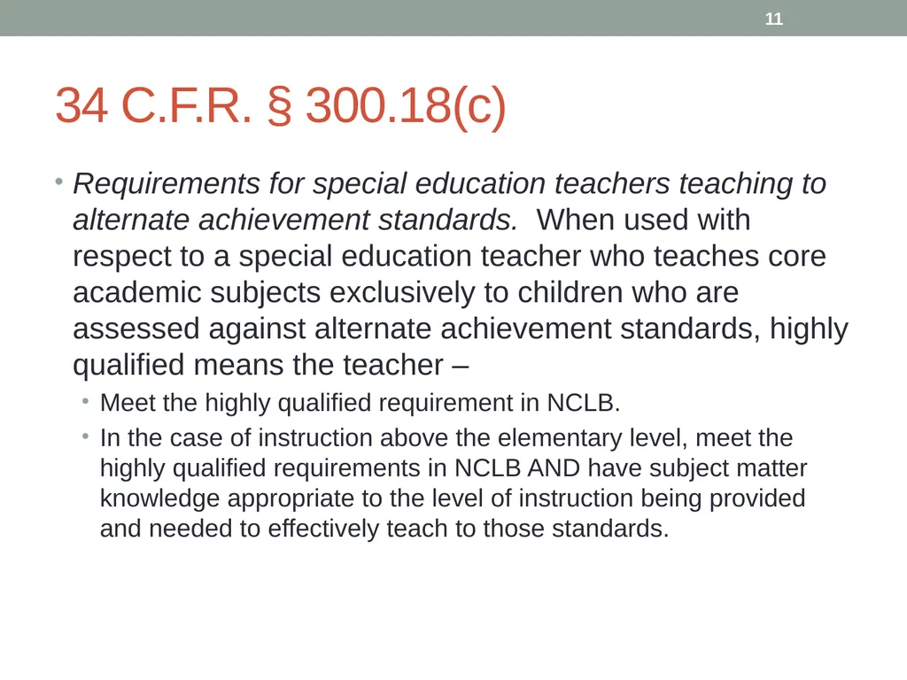 Highly qualified requirements Wyoming Department - slide 11 of 39