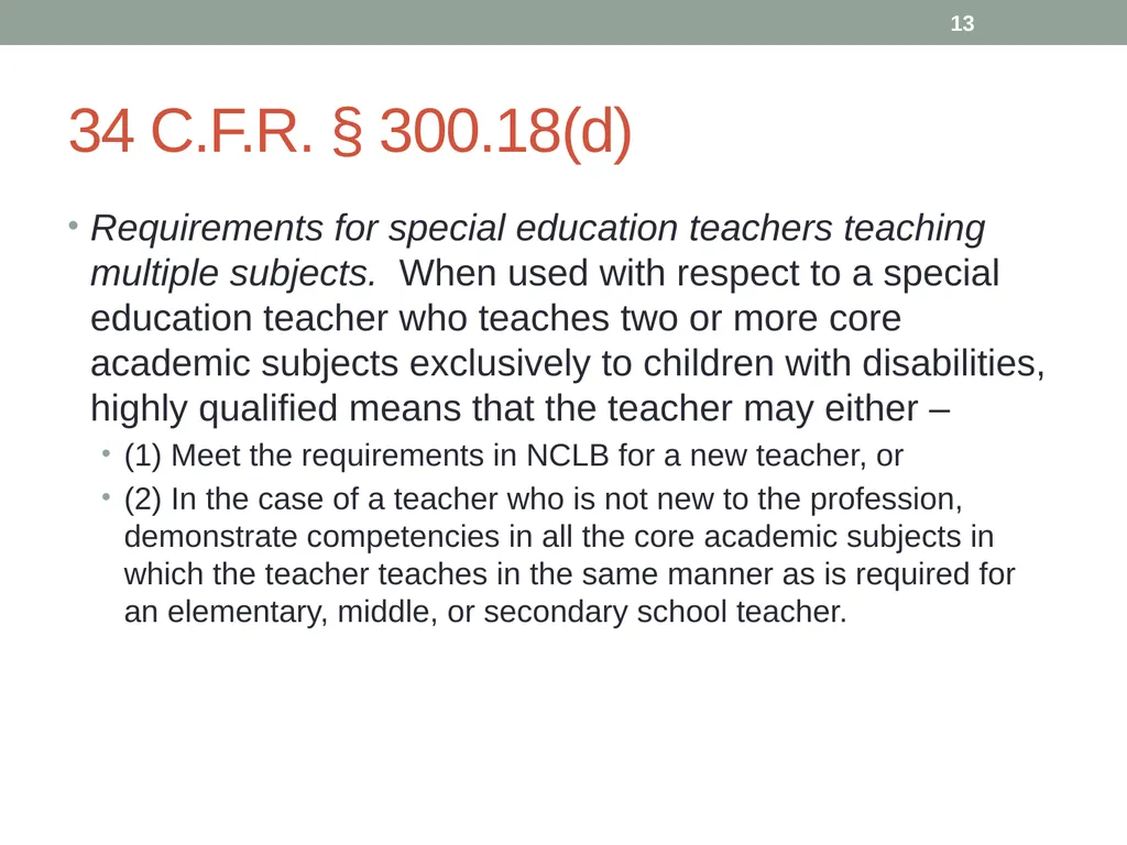 Highly qualified requirements Wyoming Department - slide 13 of 39