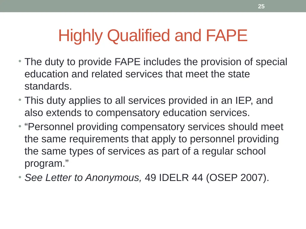 Highly qualified requirements Wyoming Department - slide 25 of 39