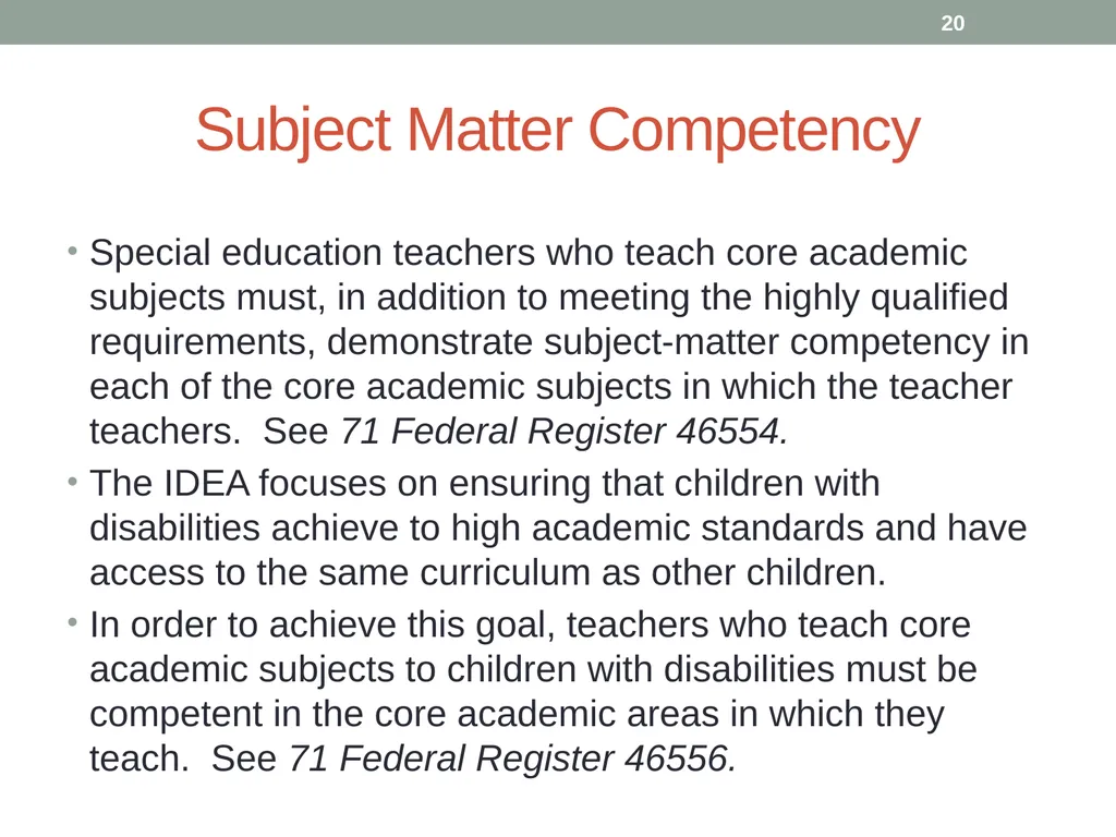 Highly qualified requirements Wyoming Department - slide 20 of 39