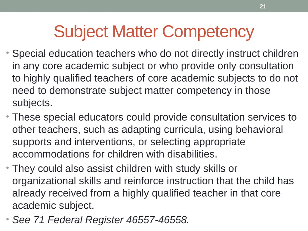 Highly qualified requirements Wyoming Department - slide 21 of 39
