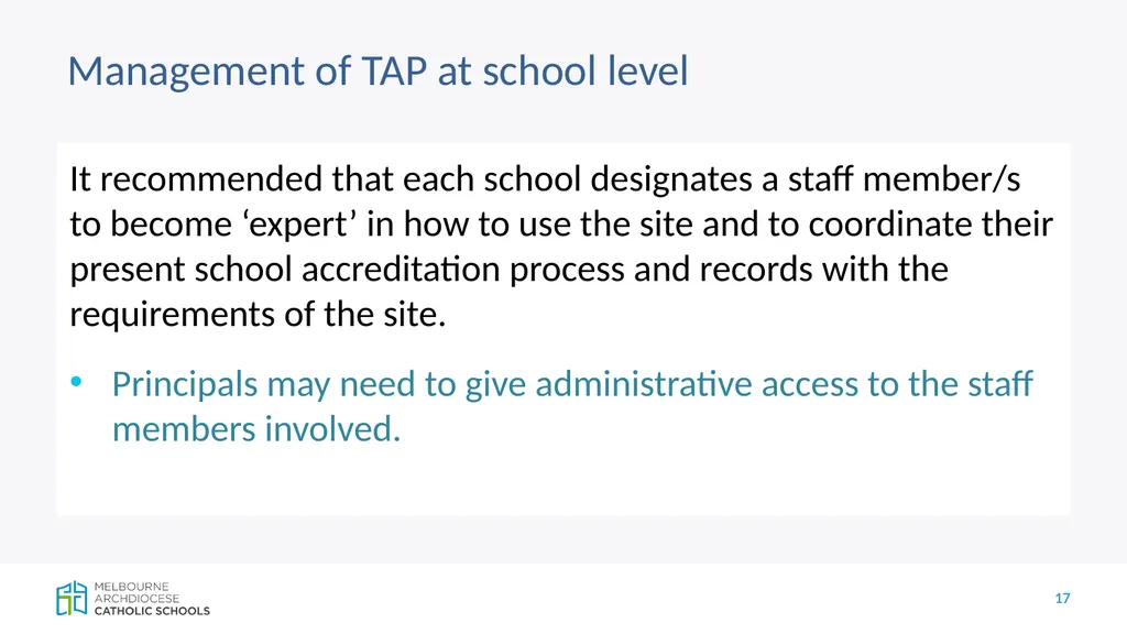 CECV Accreditation Policy and Teacher - slide 17 of 19