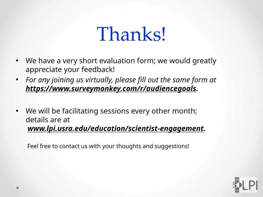 Sharing Planetary Science Understanding Audience - slide 10 of 10