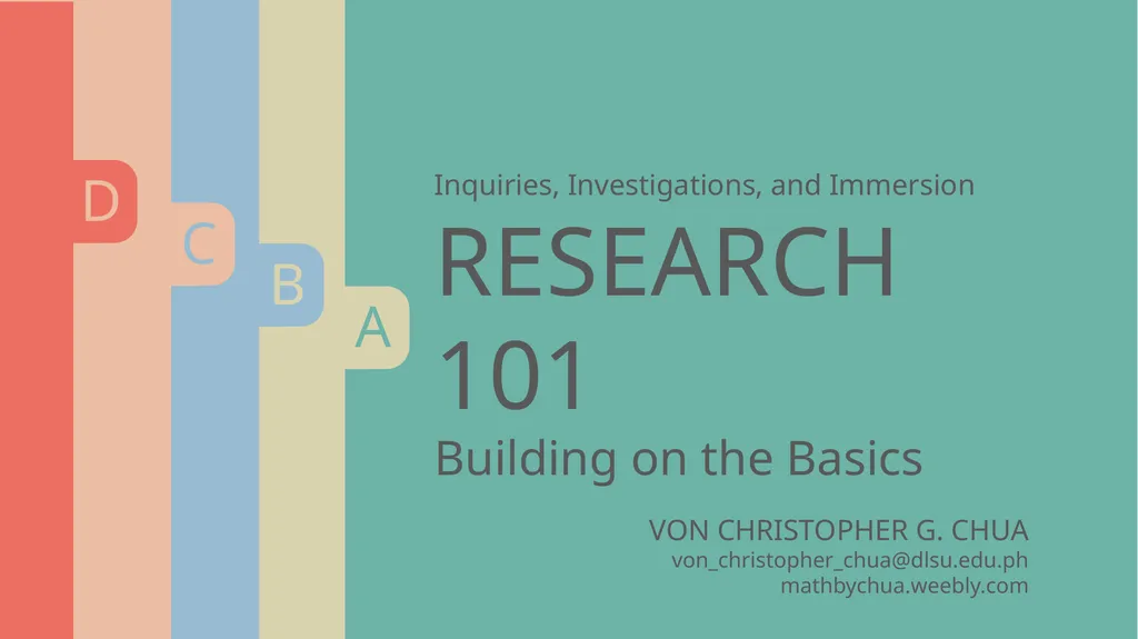 Inquiries, Investigations, and Immersion RESEARCH - slide 1 of 7