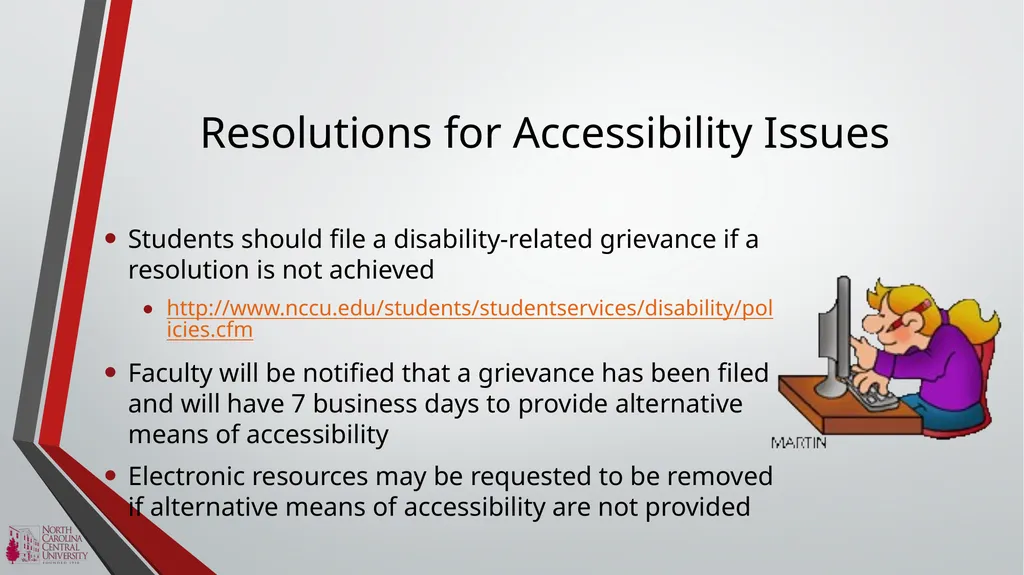 NCCU ACCESSIBILITY BASICS Module 1 of the NCCU - slide 11 of 12