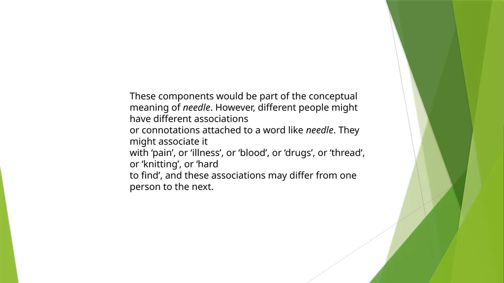 semantics Conceptual and associative meaning When - slide 3 of 5