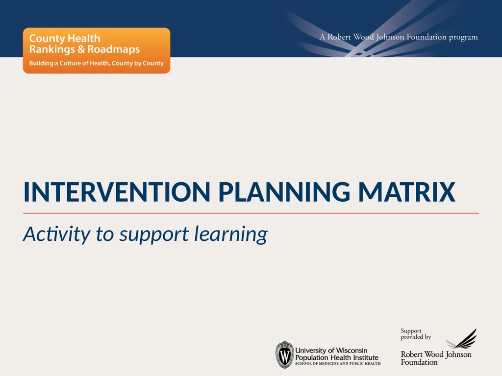 INTERVENTION PLANNING MATRIX Activity to support - slide 1 of 7
