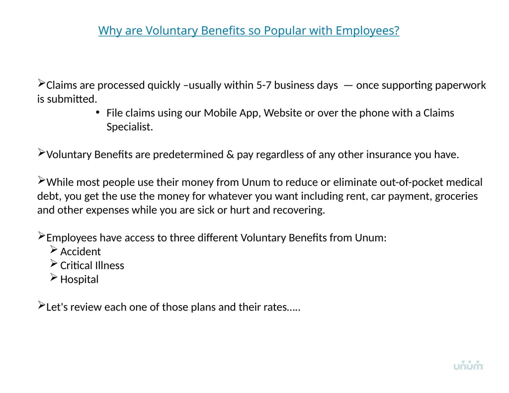 Unum Voluntary Benefits Overview Voluntary - slide 3 of 14
