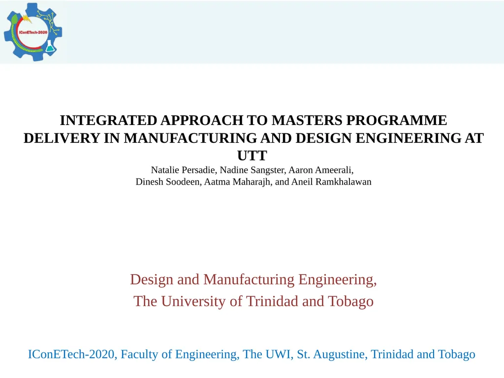 INTEGRATED APPROACH TO MASTERS PROGRAMME DELIVERY - slide 1 of 19