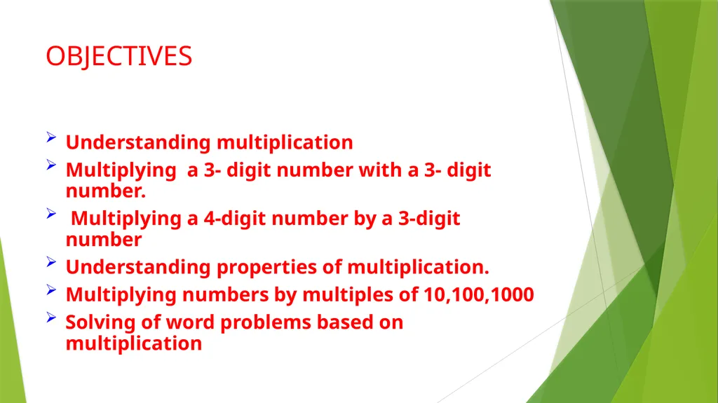 LEARNING MATERIAL STD -IV MULTIPLICATION - slide 2 of 31