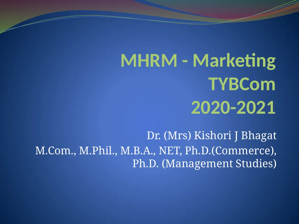 MHRM - Marketing TYBCom 2020-2021 Dr. (Mrs)