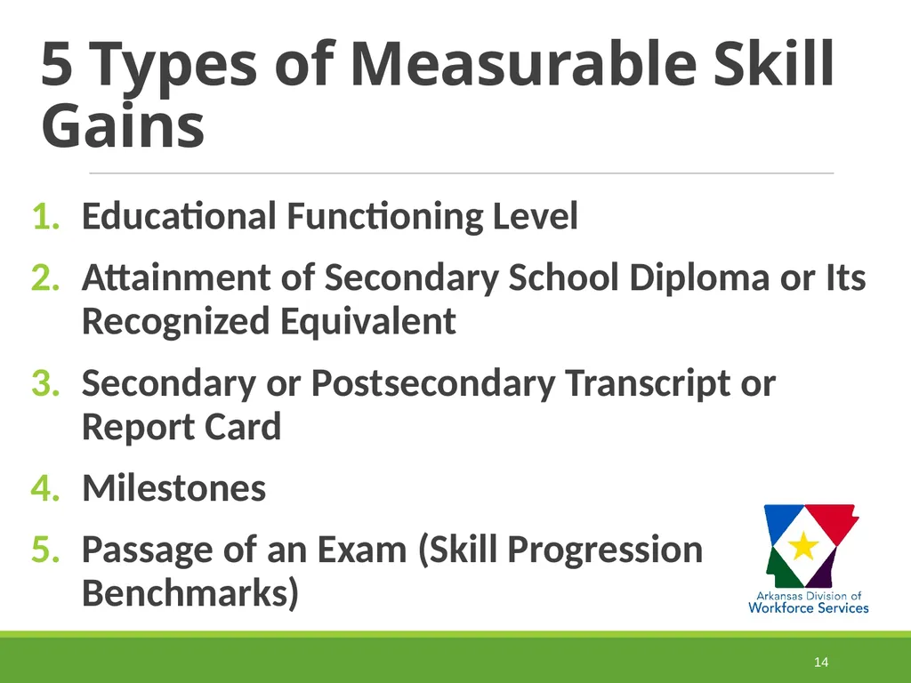 Measurable Skill Gains Performance Indicators - slide 14 of 51
