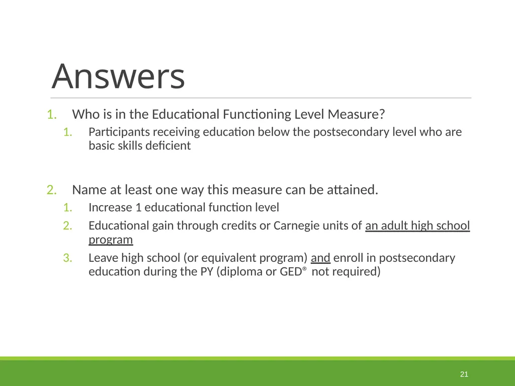 Measurable Skill Gains Performance Indicators - slide 21 of 51