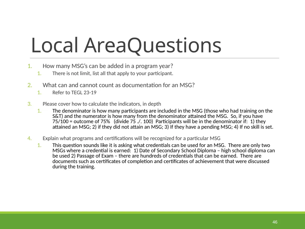Measurable Skill Gains Performance Indicators - slide 46 of 51