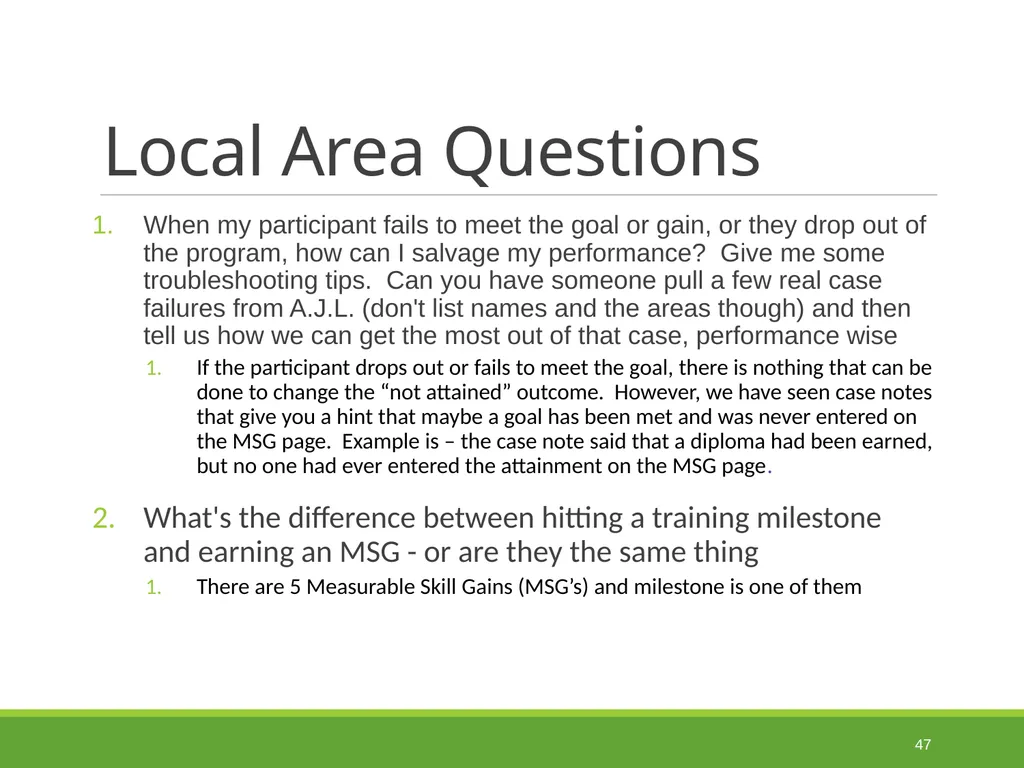 Measurable Skill Gains Performance Indicators - slide 47 of 51