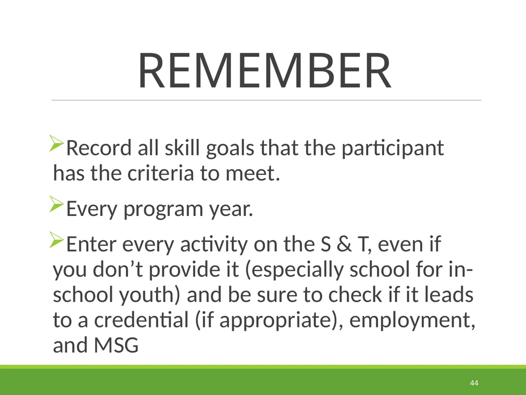 Measurable Skill Gains Performance Indicators - slide 44 of 51