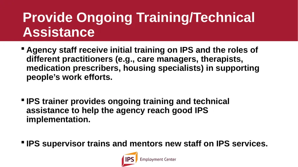Individual Placement and Support - IPS The - slide 31 of 35