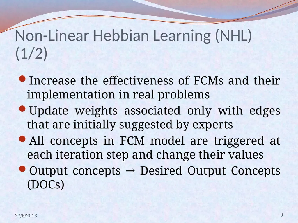 Non Linear Hebbian Learning Techniques and Fuzzy - slide 9 of 29