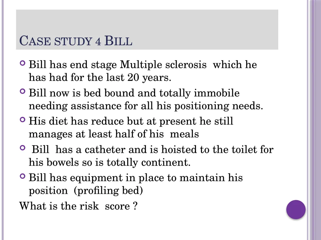 Pressure ulcer risk assessment The Braden scale - slide 19 of 20