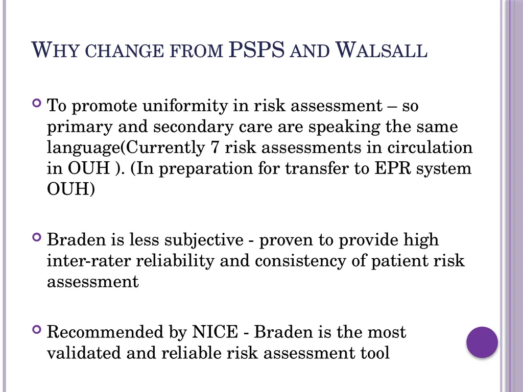 Pressure ulcer risk assessment The Braden scale - slide 3 of 20