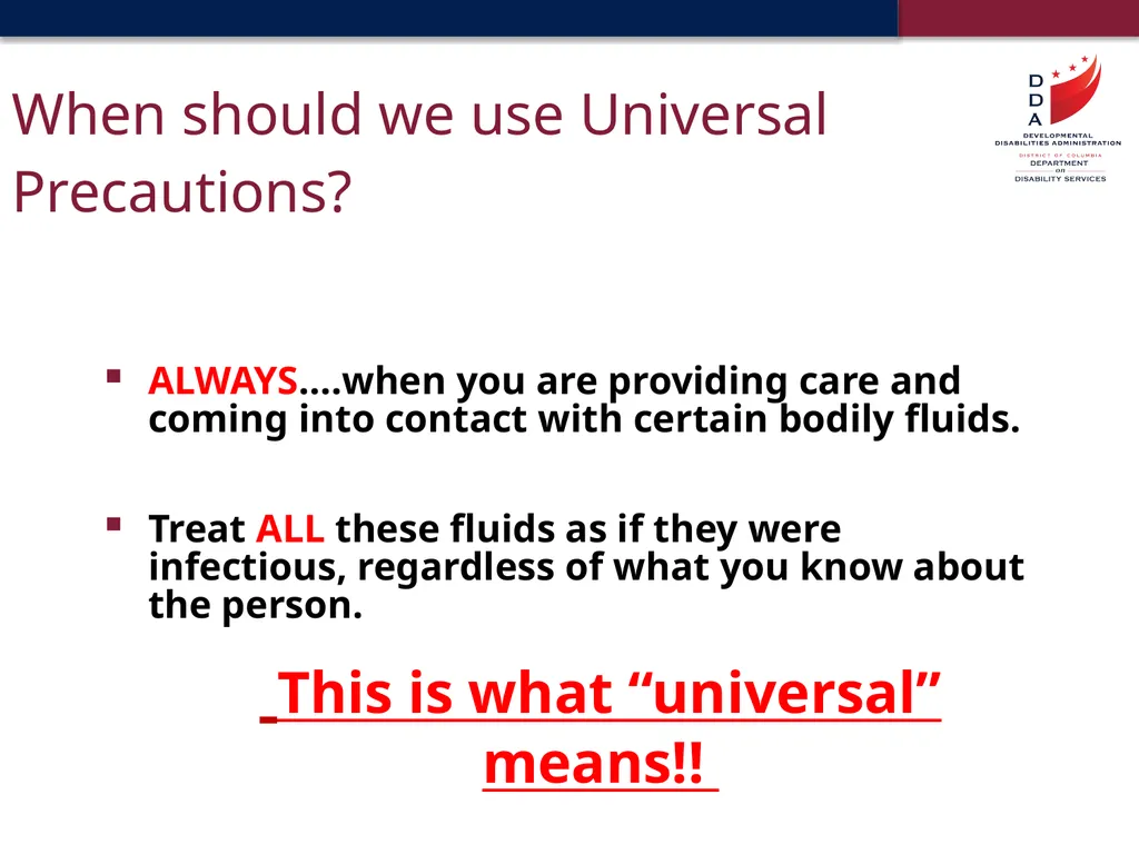 Universal Precautions & General Safety Guidelines - slide 13 of 41